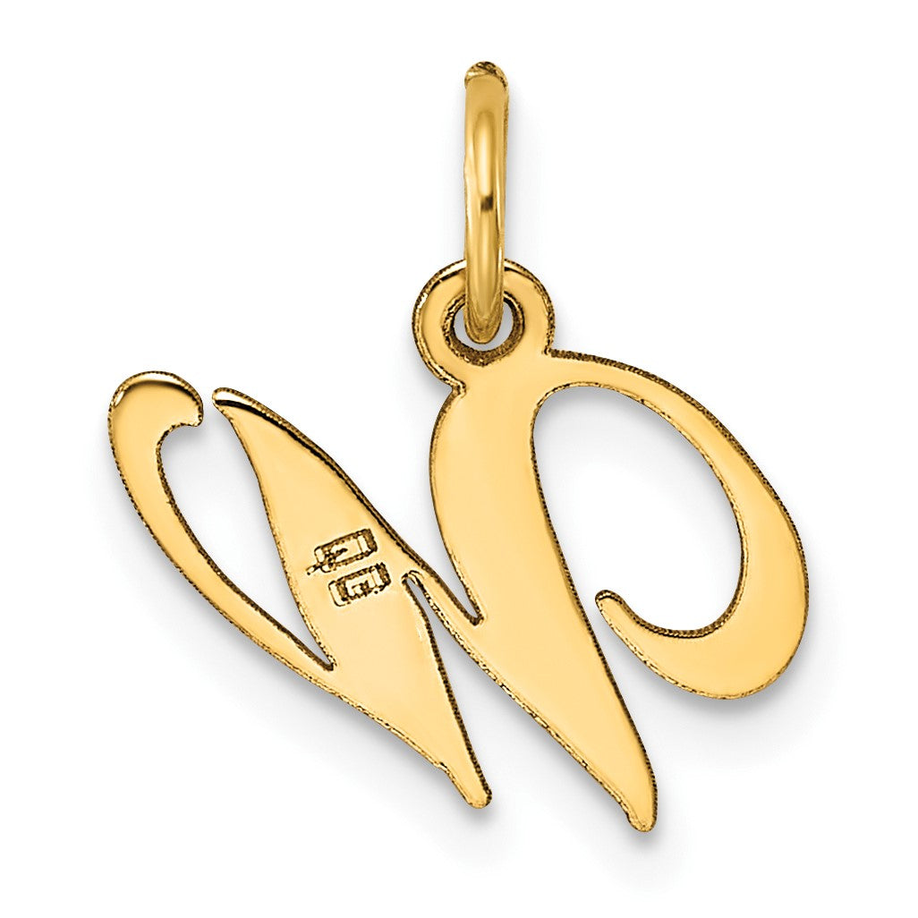 14K Small Fancy Script Letter W Initial Charm