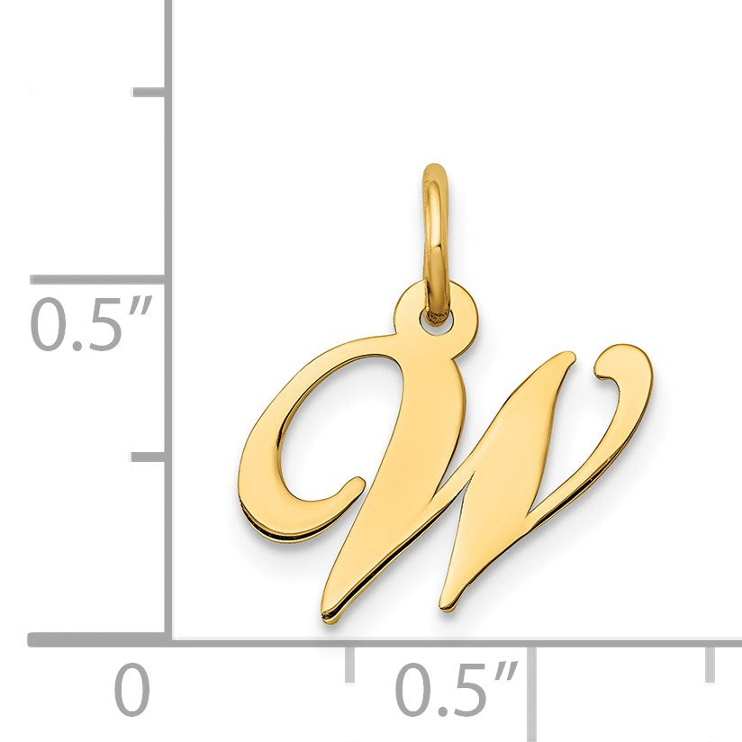 14K Small Fancy Script Letter W Initial Charm