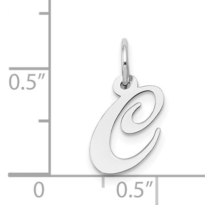14k White Gold Small Fancy Script Letter C Initial Charm