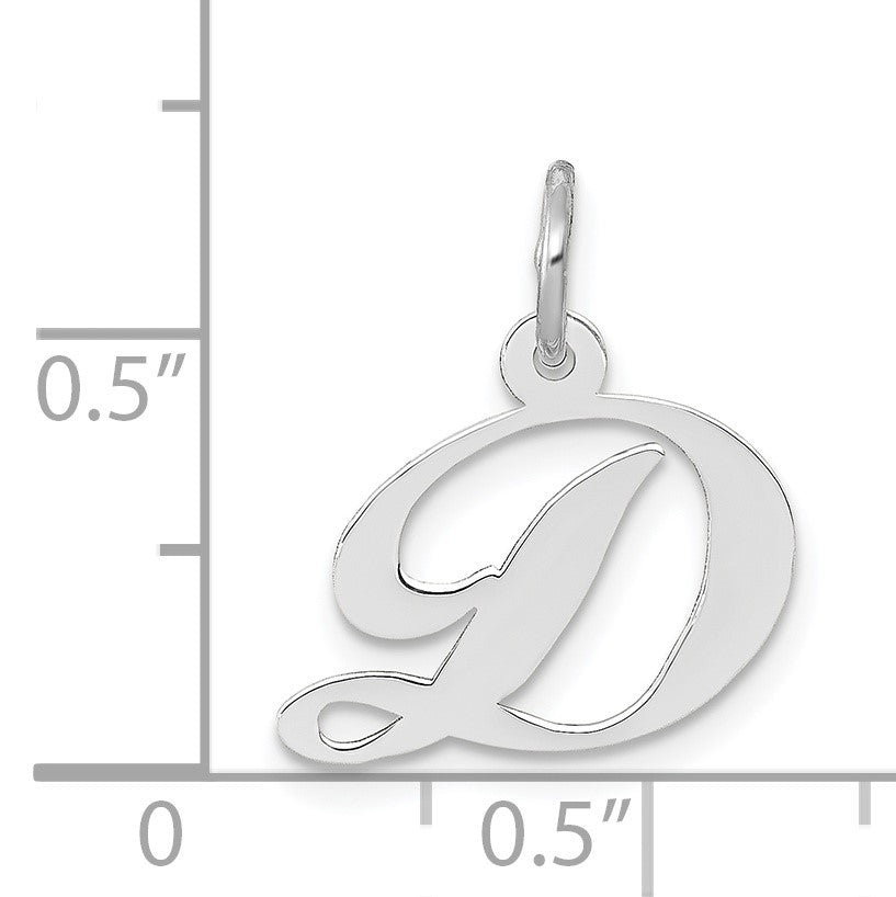 14k White Gold Small Fancy Script Letter D Initial Charm