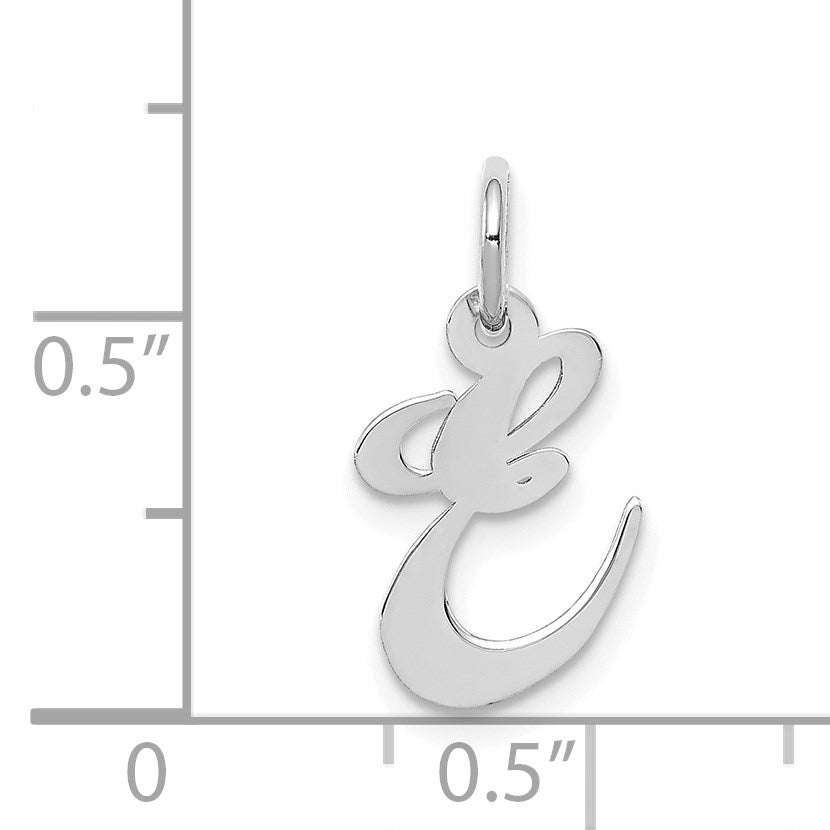 14k White Gold Small Fancy Script Letter E Initial Charm