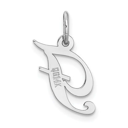14k White Gold Small Fancy Script Letter F Initial Charm