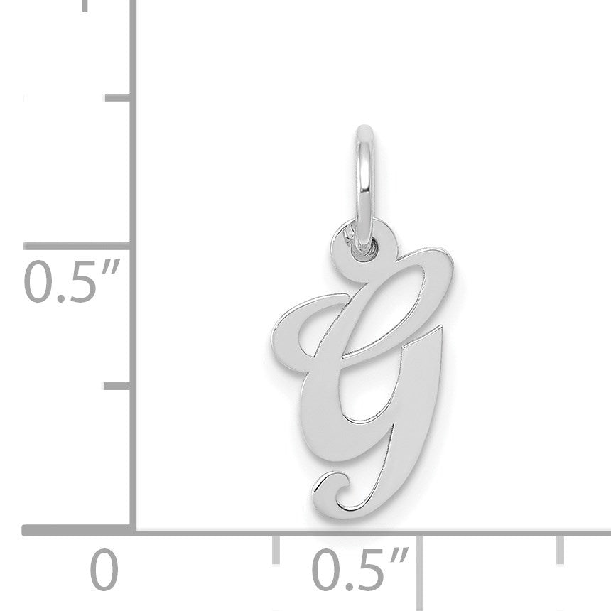 14k White Gold Small Fancy Script Letter G Initial Charm