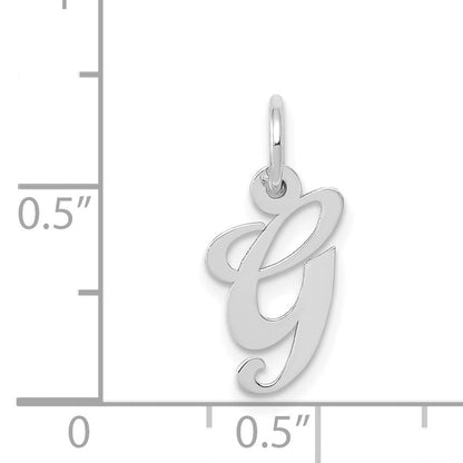 14k White Gold Small Fancy Script Letter G Initial Charm