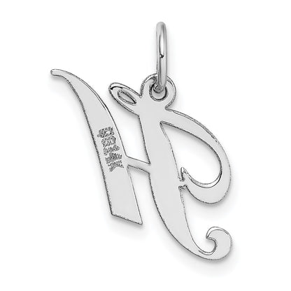 14k White Gold Small Fancy Script Letter H Initial Charm