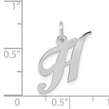 14k White Gold Small Fancy Script Letter H Initial Charm