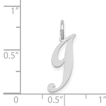 14k White Gold Small Fancy Script Letter J Initial Charm