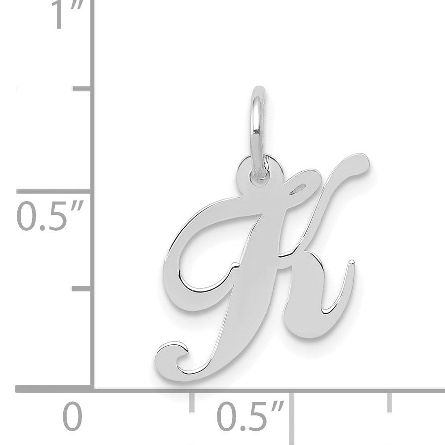 14k White Gold Small Fancy Script Letter K Initial Charm