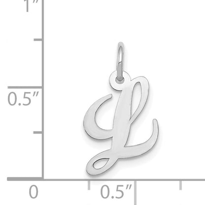 14k White Gold Small Fancy Script Letter L Initial Charm
