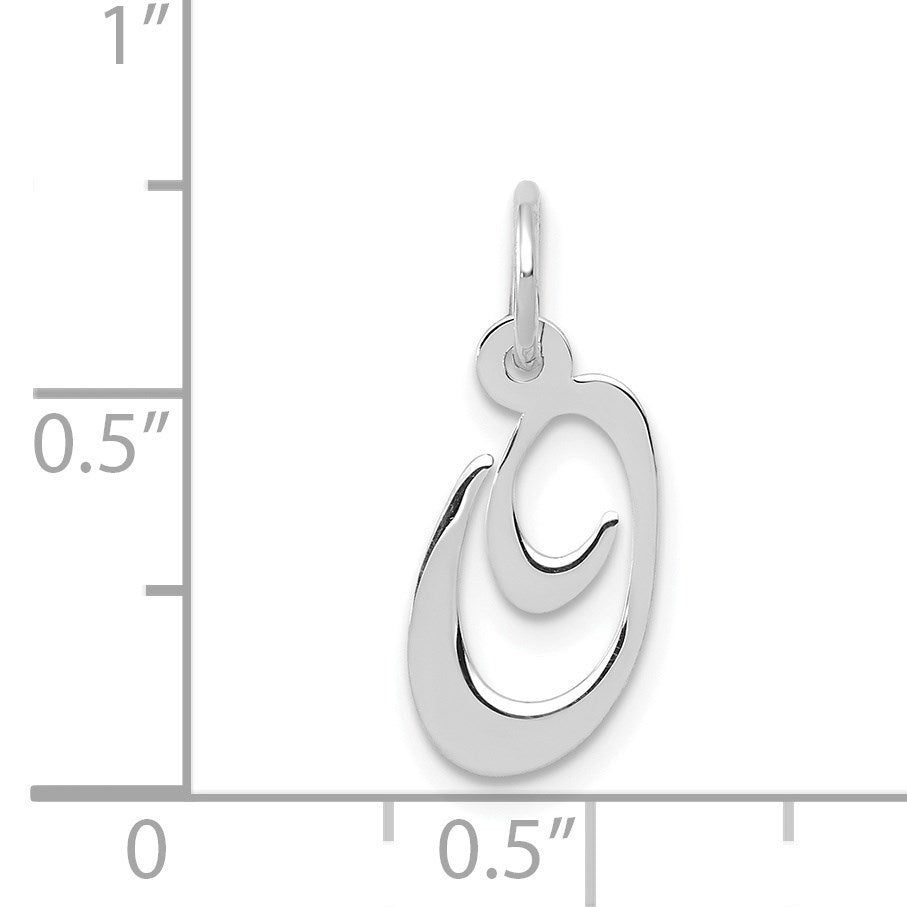 14k White Gold Small Fancy Script Letter O Initial Charm