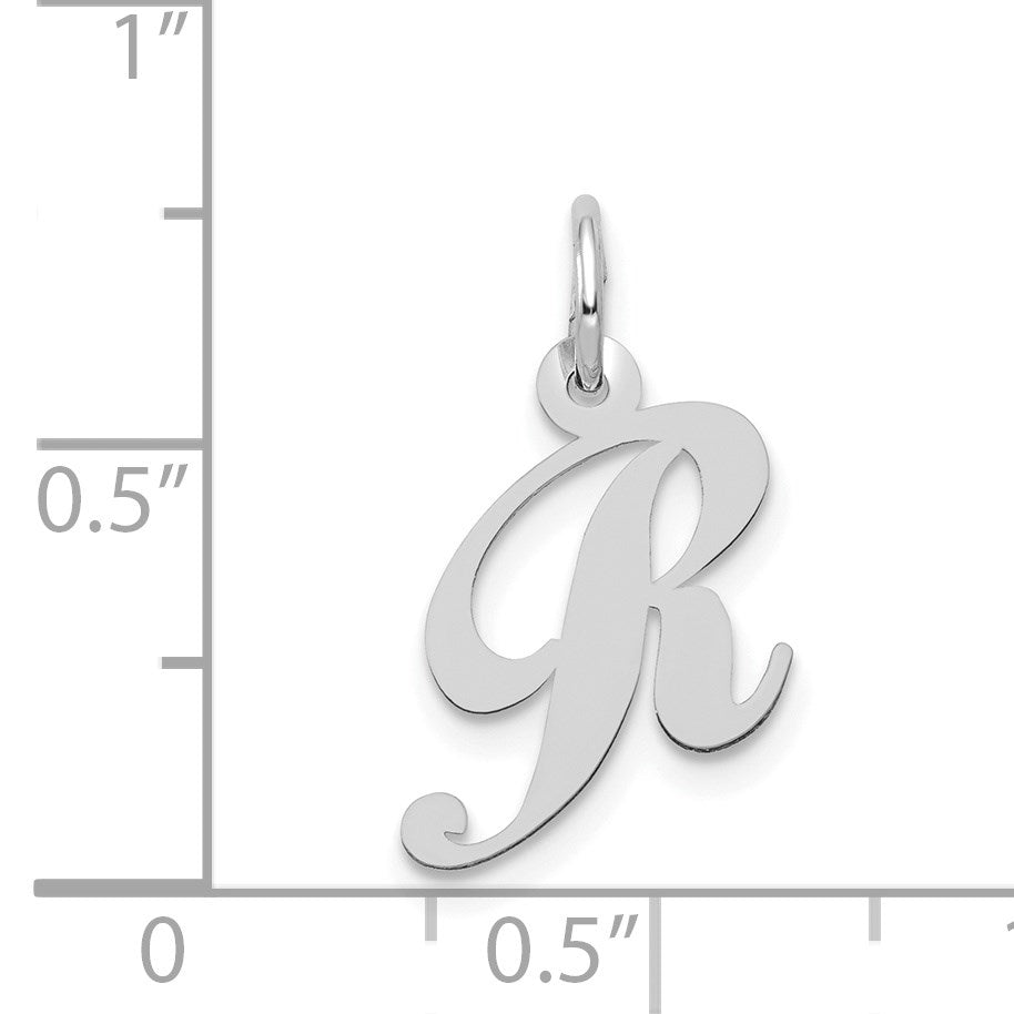 14k White Gold Small Fancy Script Letter R Initial Charm