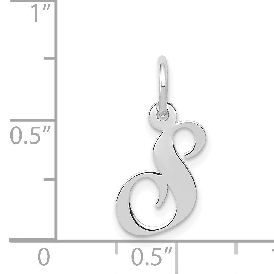 14k White Gold Small Fancy Script Letter S Initial Charm