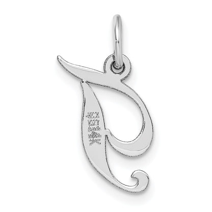 14k White Gold Small Fancy Script Letter T Initial Charm