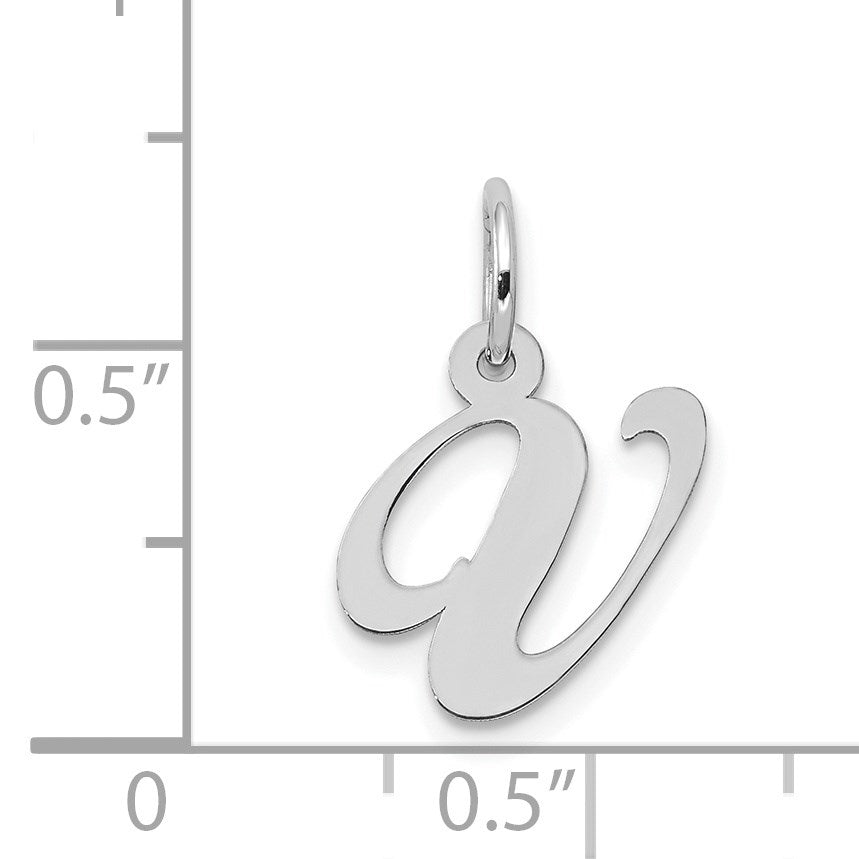 14k White Gold Small Fancy Script Letter V Initial Charm