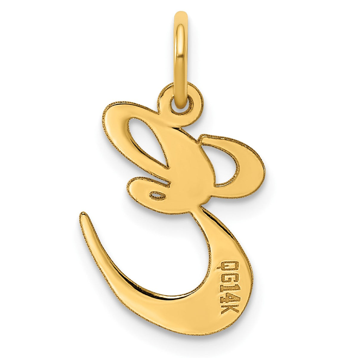 14K Medium Fancy Script Letter E Initial Charm