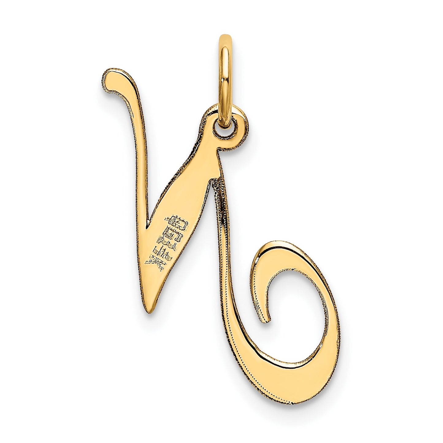 14K Medium Fancy Script Letter N Initial Charm