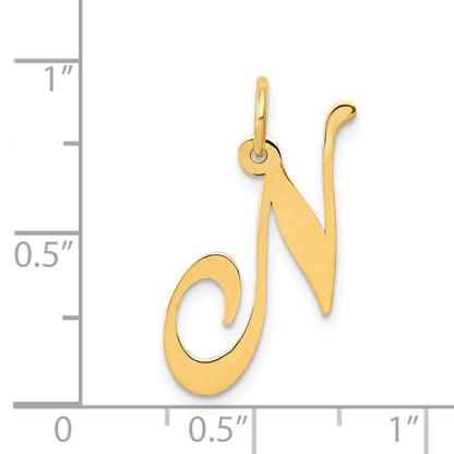 14K Medium Fancy Script Letter N Initial Charm