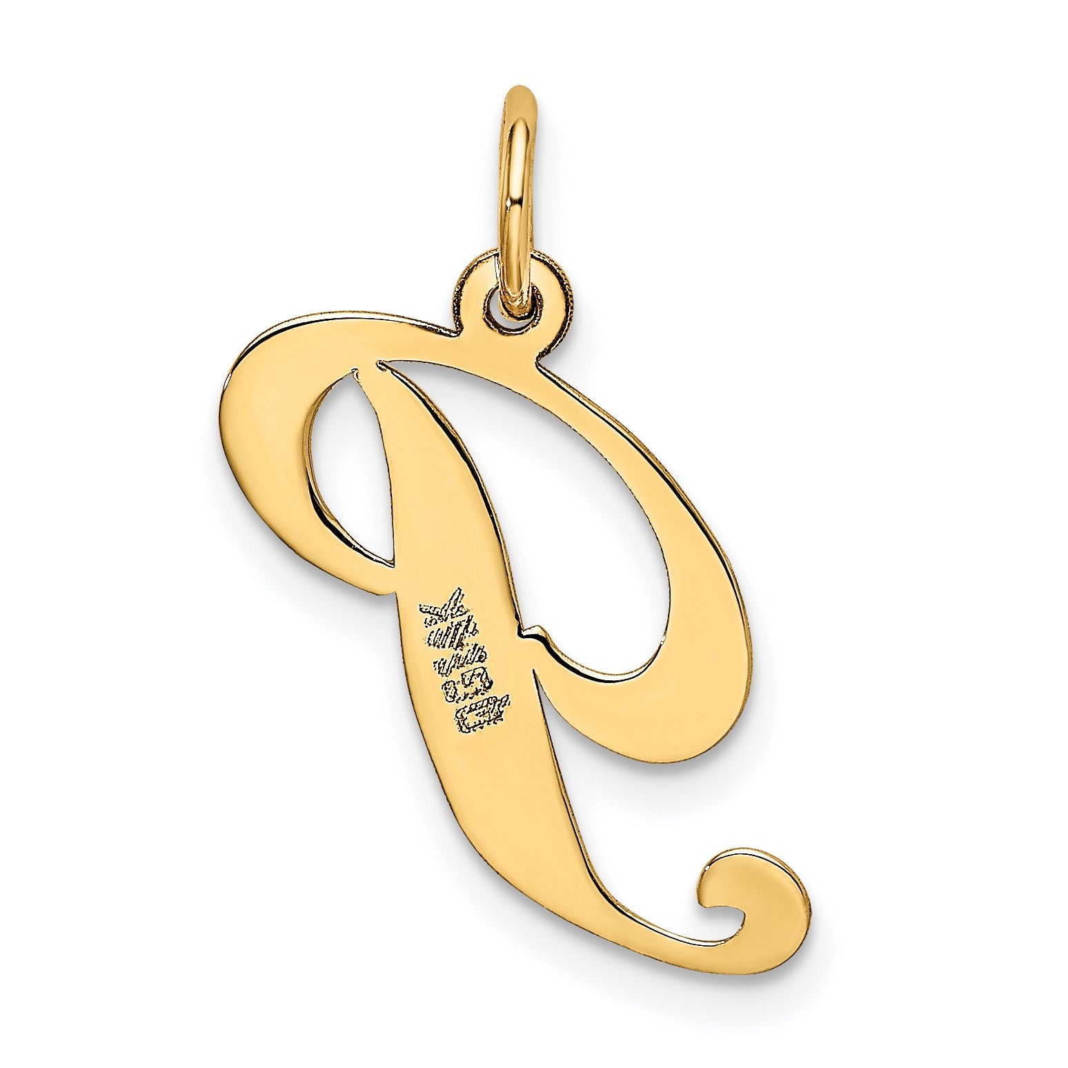 14K Medium Fancy Script Letter P Initial Charm