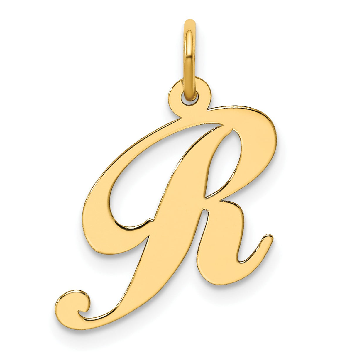 14K Medium Fancy Script Letter R Initial Charm
