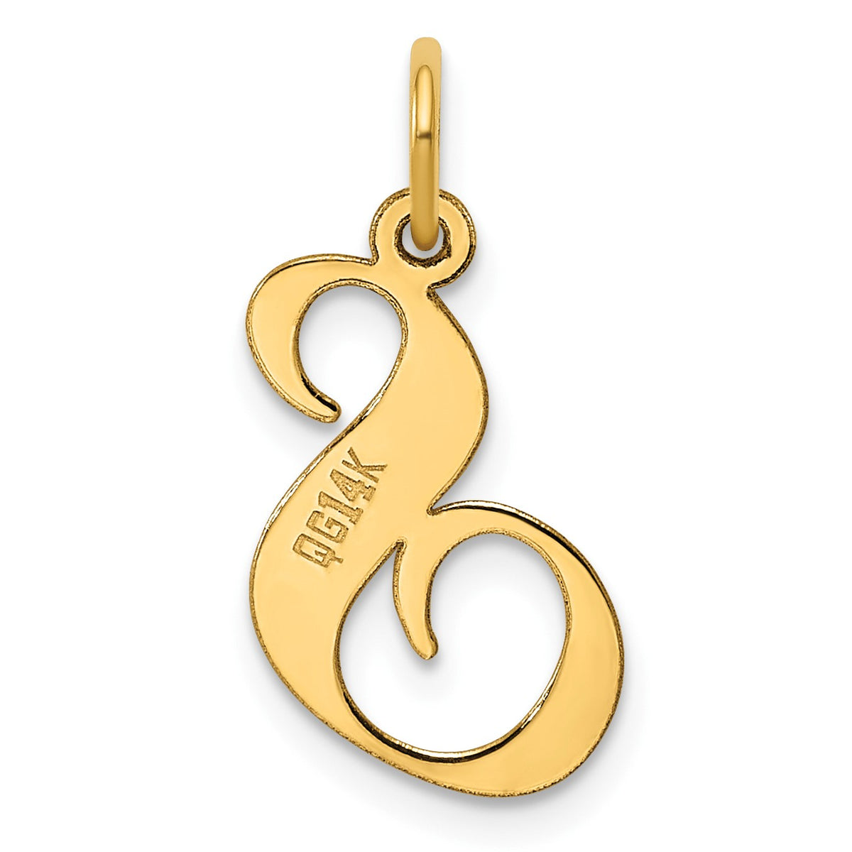 14K Medium Fancy Script Letter S Initial Charm