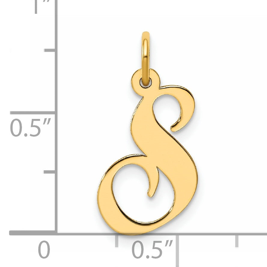 14K Medium Fancy Script Letter S Initial Charm