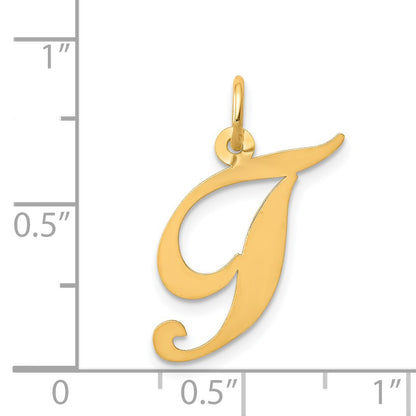14K Medium Fancy Script Letter T Initial Charm
