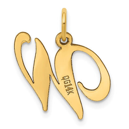 14K Medium Fancy Script Letter W Initial Charm