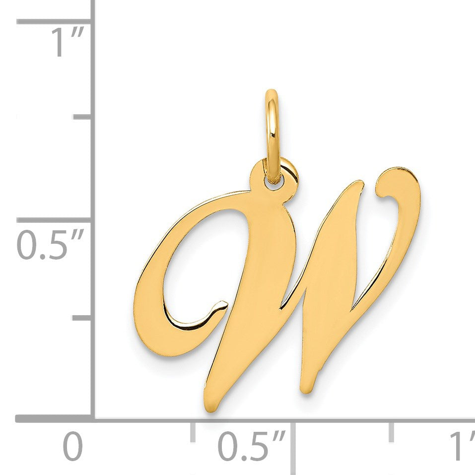 14K Medium Fancy Script Letter W Initial Charm
