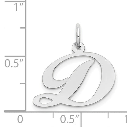 14k White Gold Medium Fancy Script Letter D Initial Charm