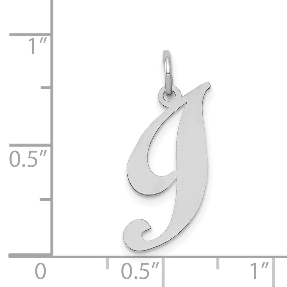 14K White Gold Medium Fancy Script Letter I Initial Charm