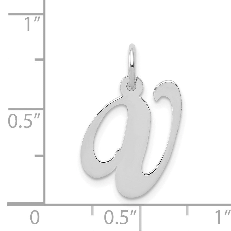 14K White Gold Medium Fancy Script Letter V Initial Charm