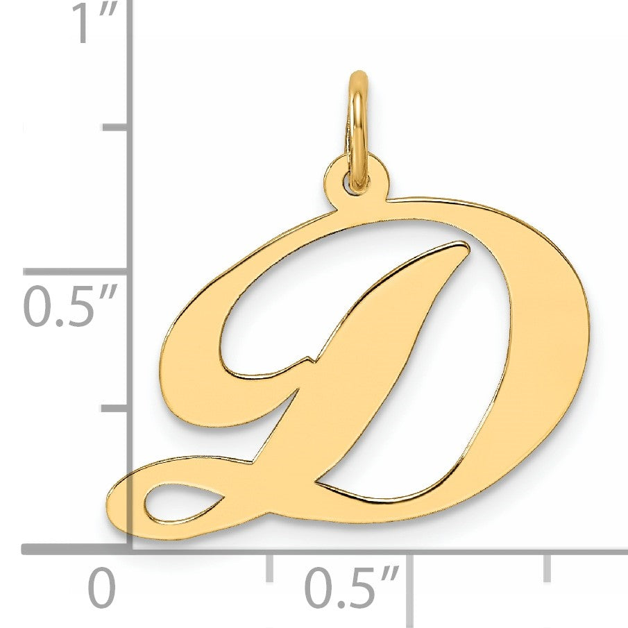 14k Large Fancy Script Letter D Initial Charm