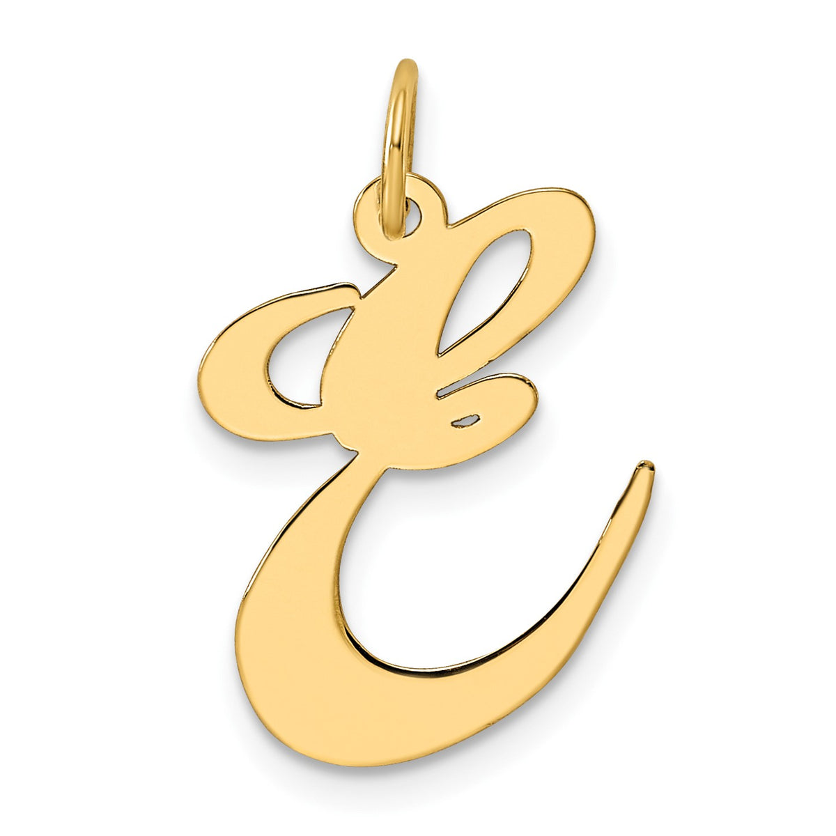 14k Large Fancy Script Letter E Initial Charm