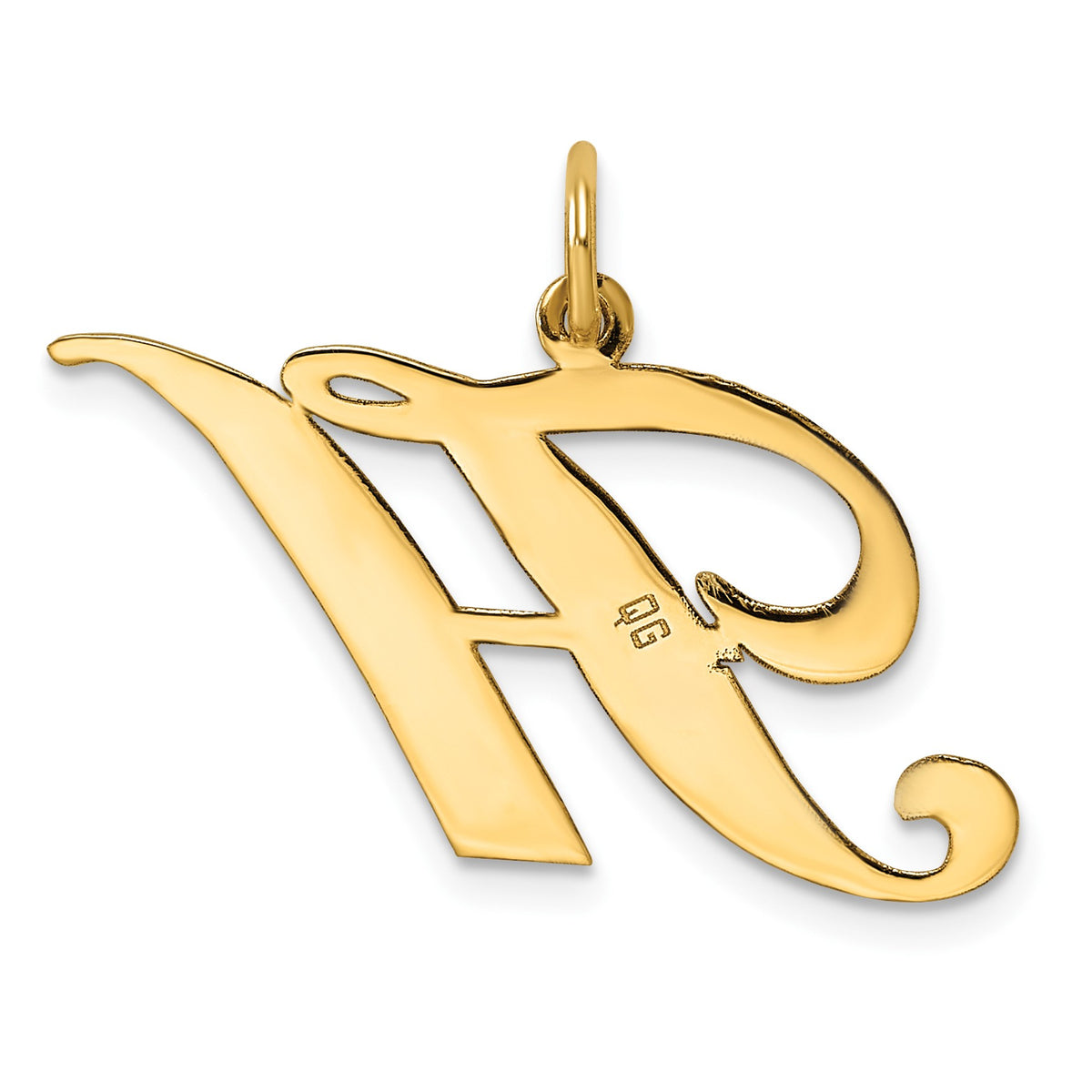 14k Large Fancy Script Letter H Initial Charm
