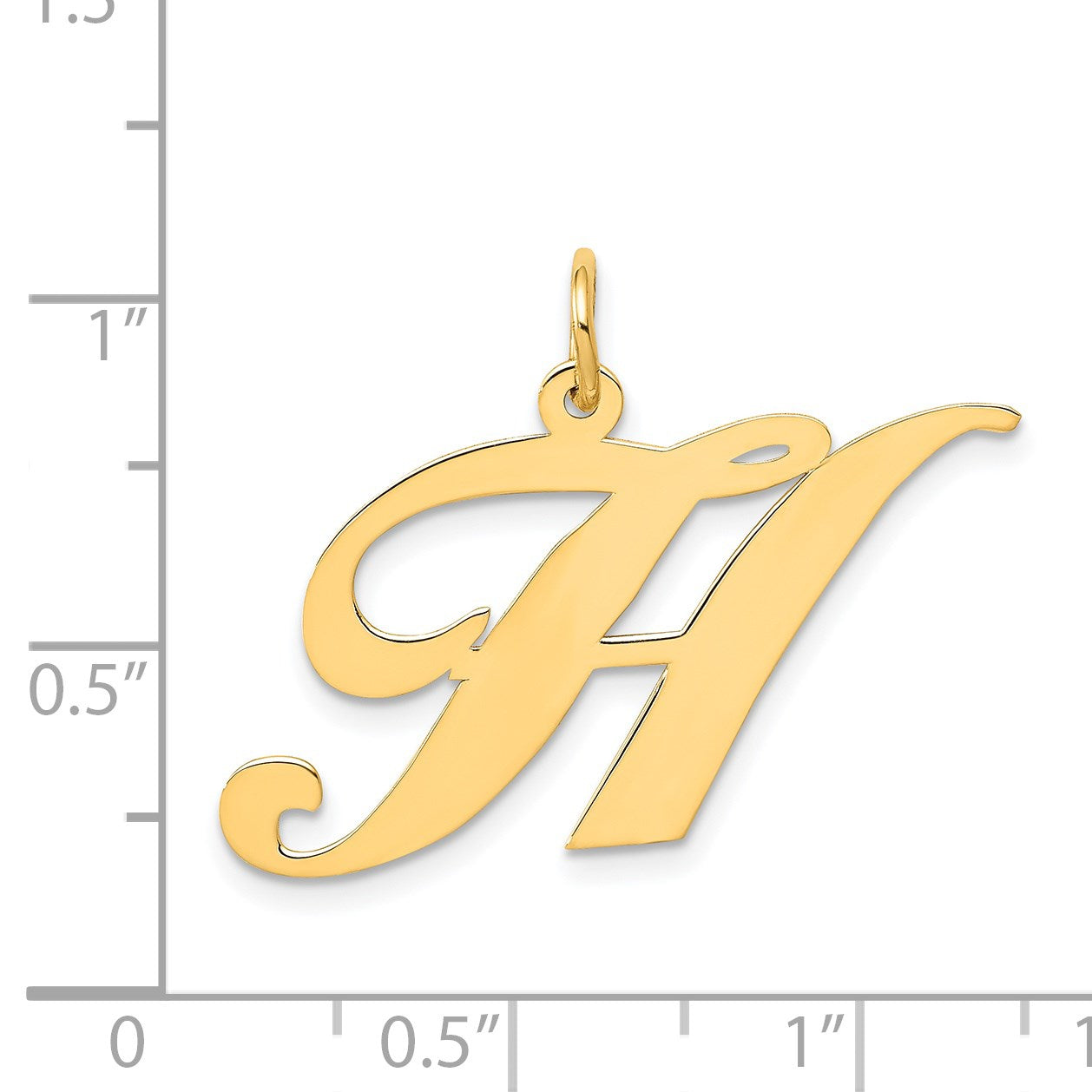 14k Large Fancy Script Letter H Initial Charm