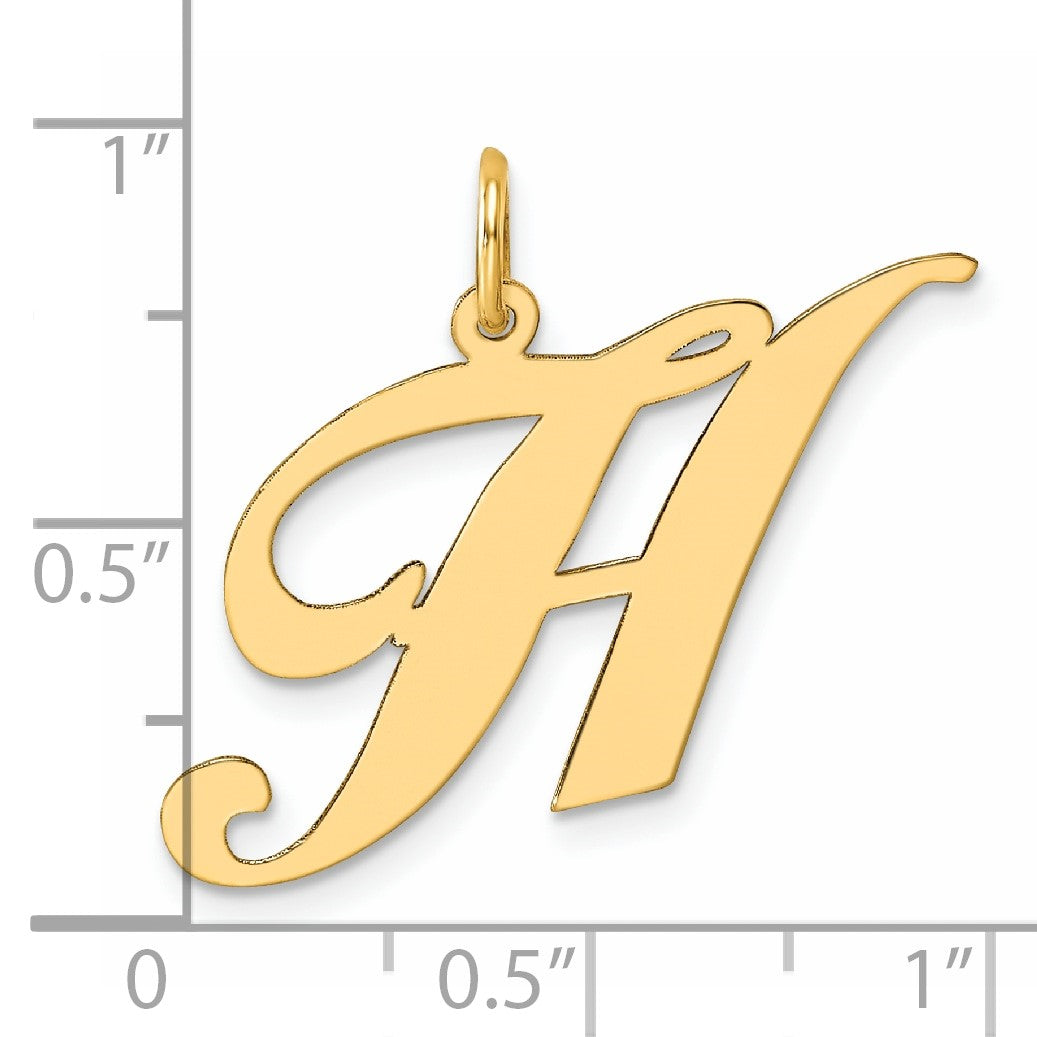 14k Large Fancy Script Letter H Initial Charm