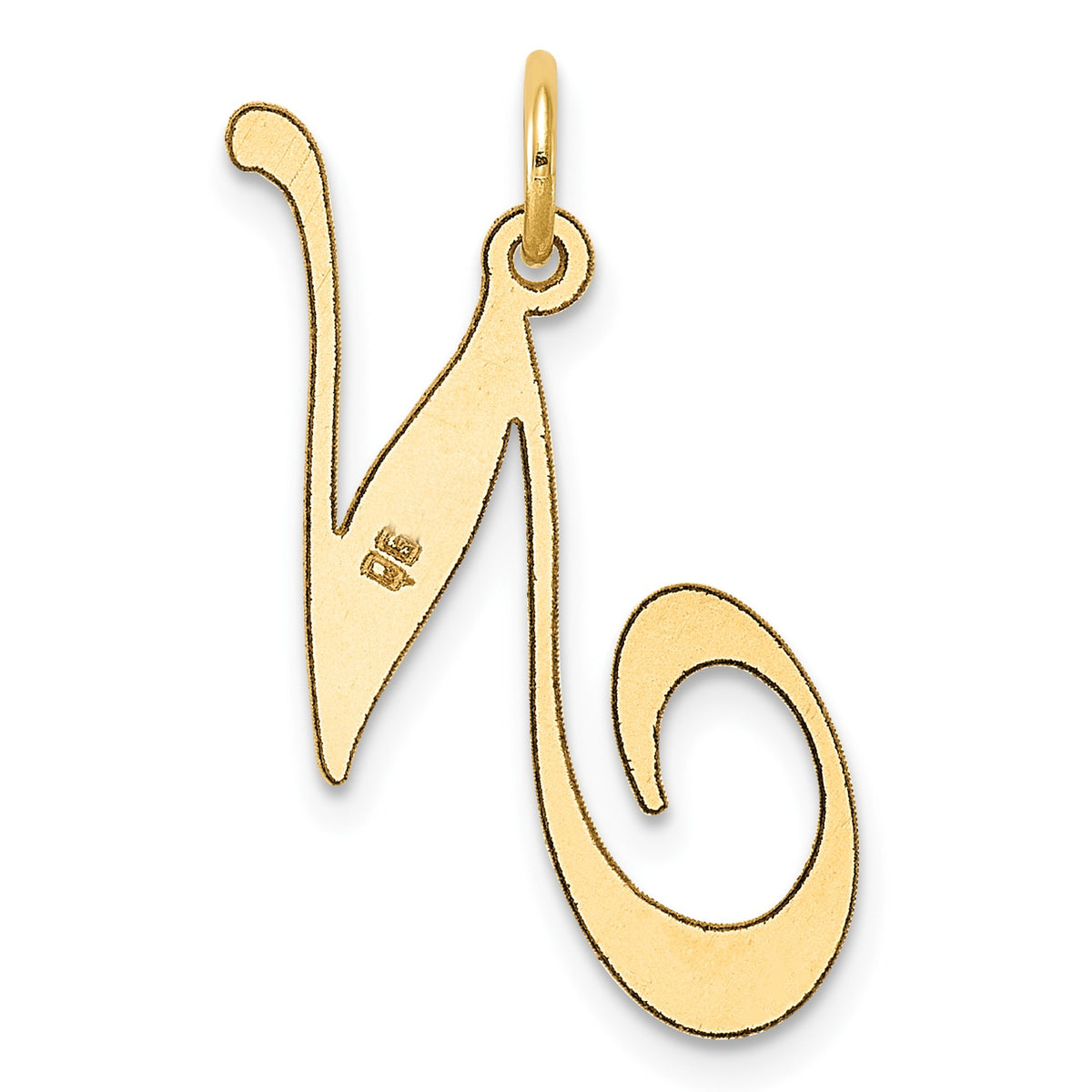 14k Large Fancy Script Letter N Initial Charm