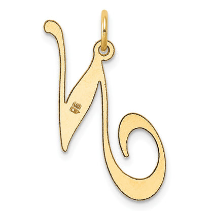 14k Large Fancy Script Letter N Initial Charm