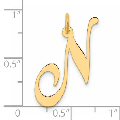 14k Large Fancy Script Letter N Initial Charm