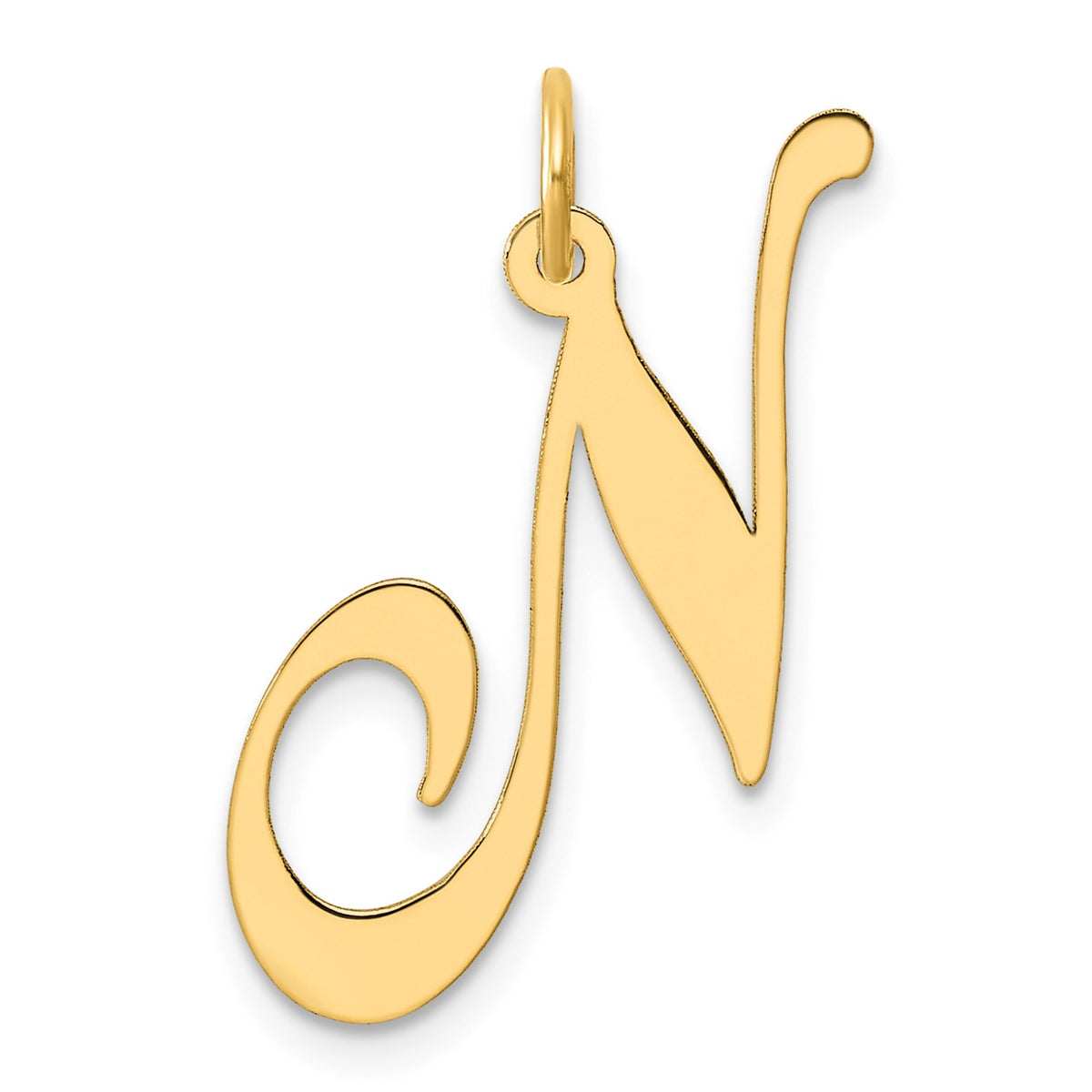 14k Large Fancy Script Letter N Initial Charm