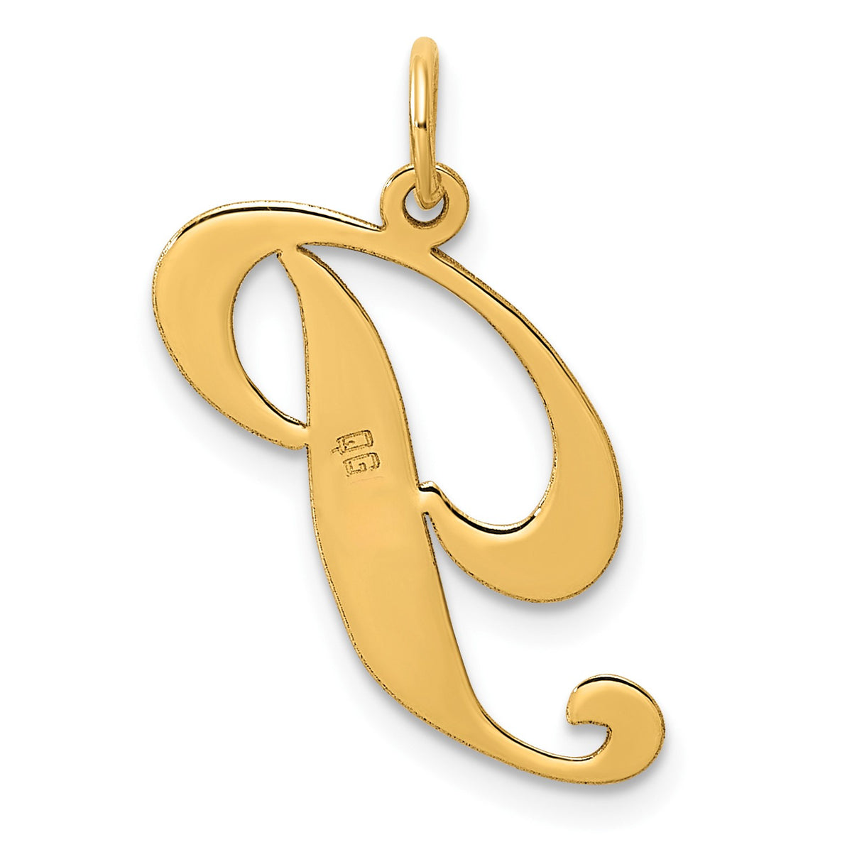 14k Large Fancy Script Letter P Initial Charm