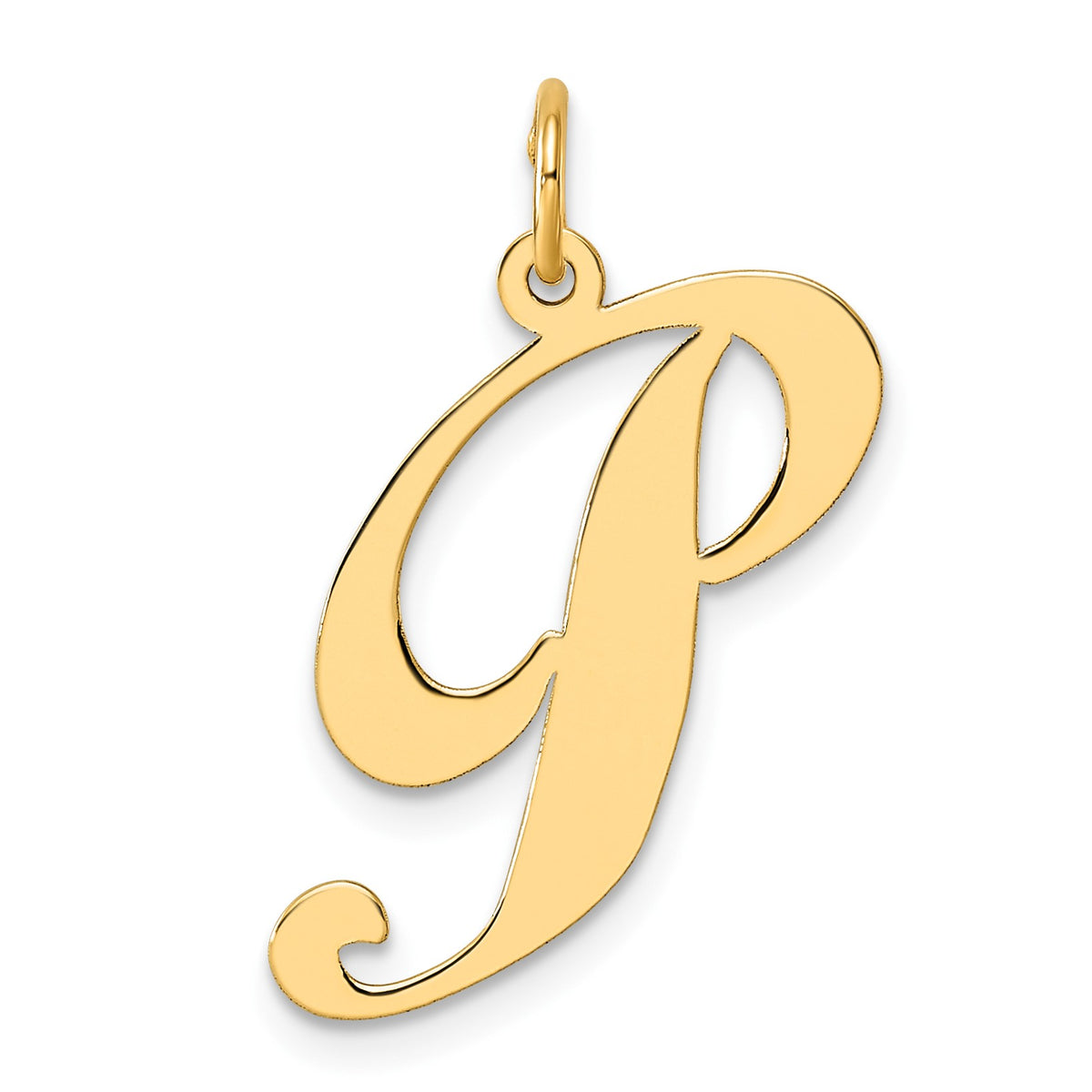 14k Large Fancy Script Letter P Initial Charm