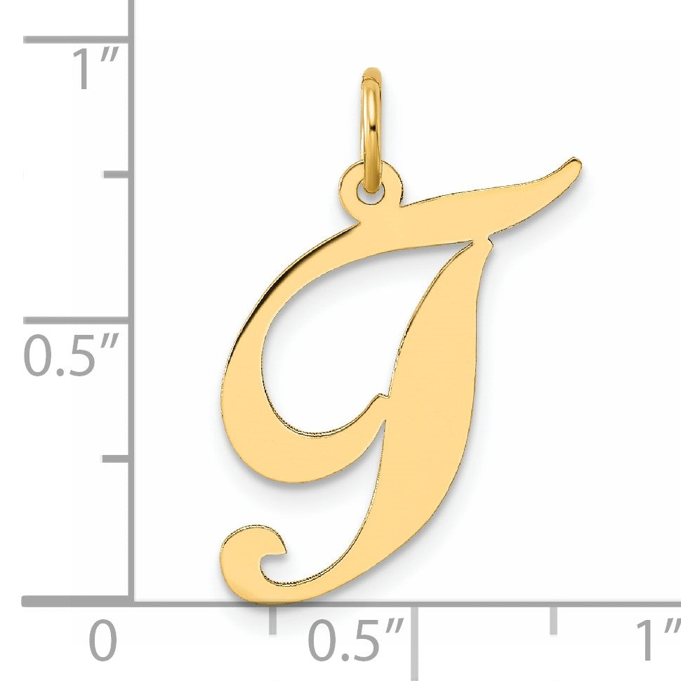 14k Large Fancy Script Letter T Initial Charm
