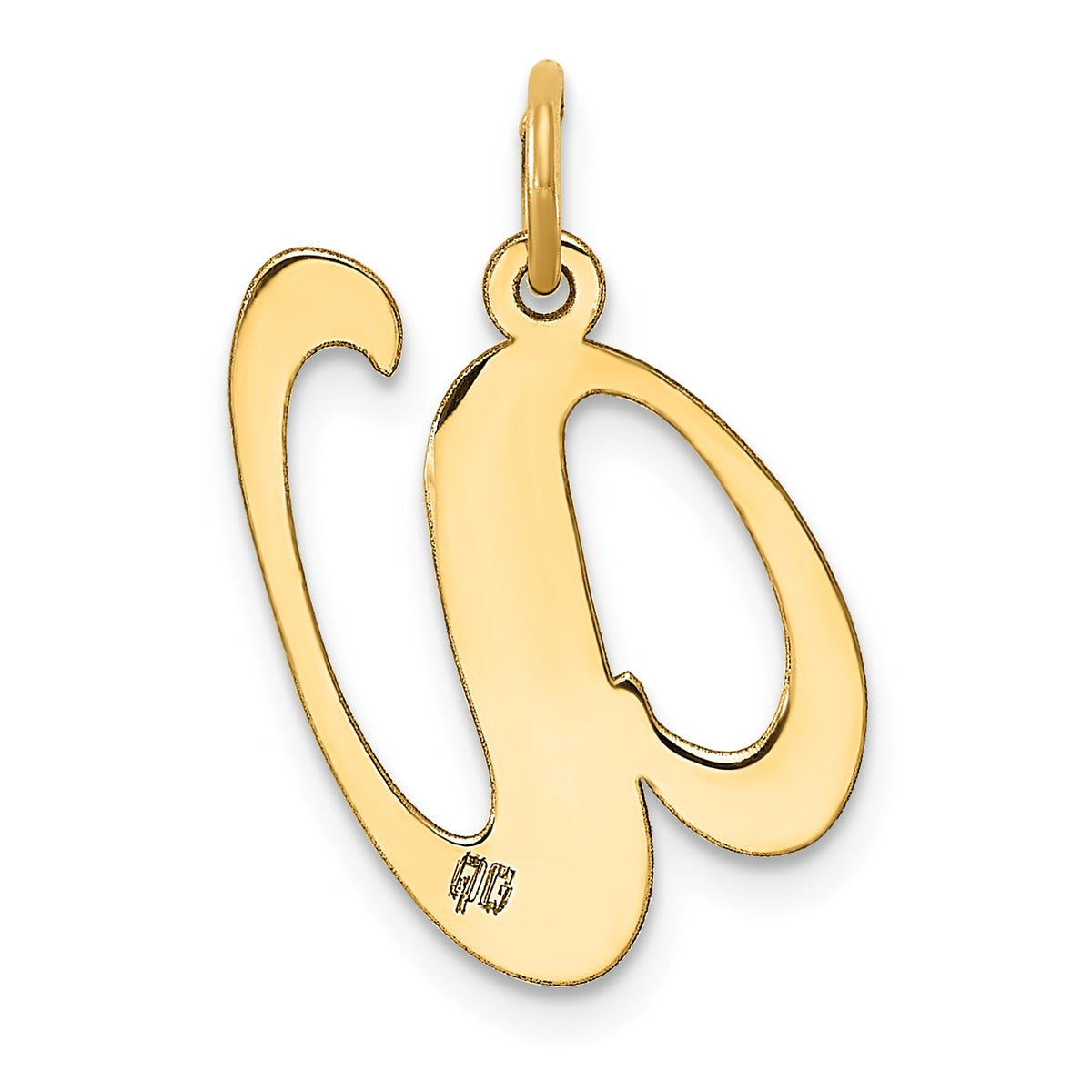14k Large Fancy Script Letter V Initial Charm
