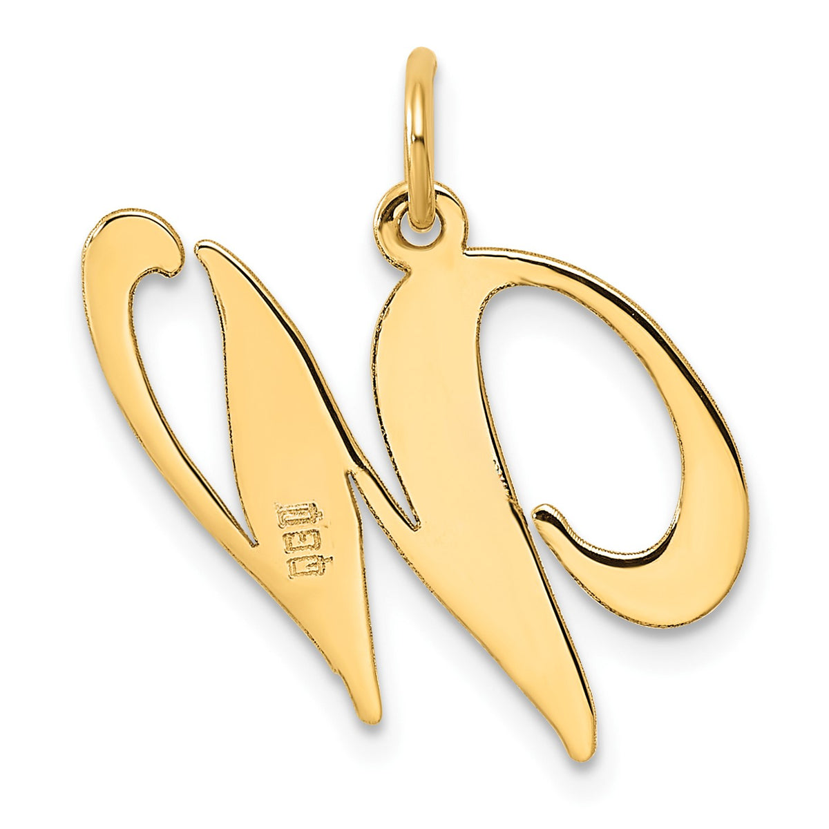 14k Large Fancy Script Letter W Initial Charm