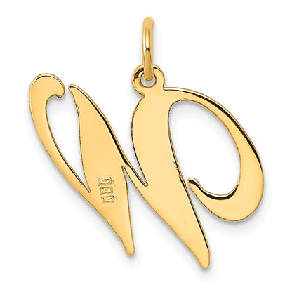14k Large Fancy Script Letter W Initial Charm