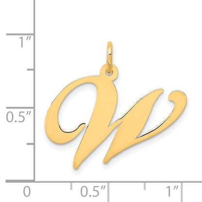 14k Large Fancy Script Letter W Initial Charm
