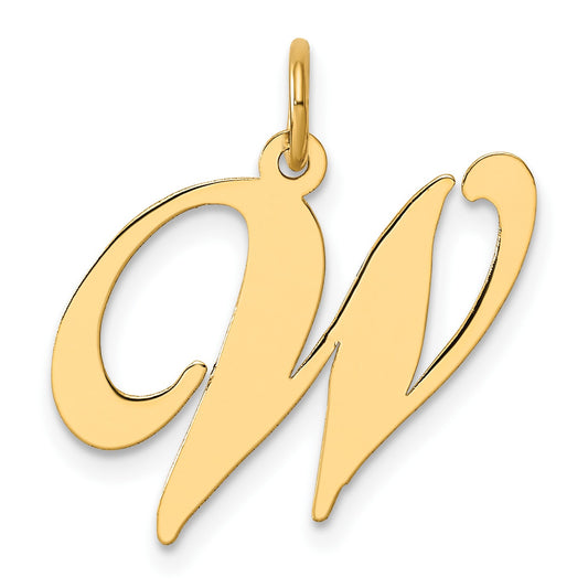 14k Large Fancy Script Letter W Initial Charm