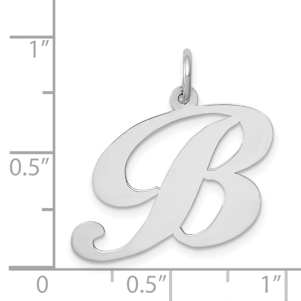 14k White Gold Large Fancy Script Letter B Initial Charm
