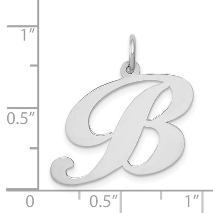 14k White Gold Large Fancy Script Letter B Initial Charm